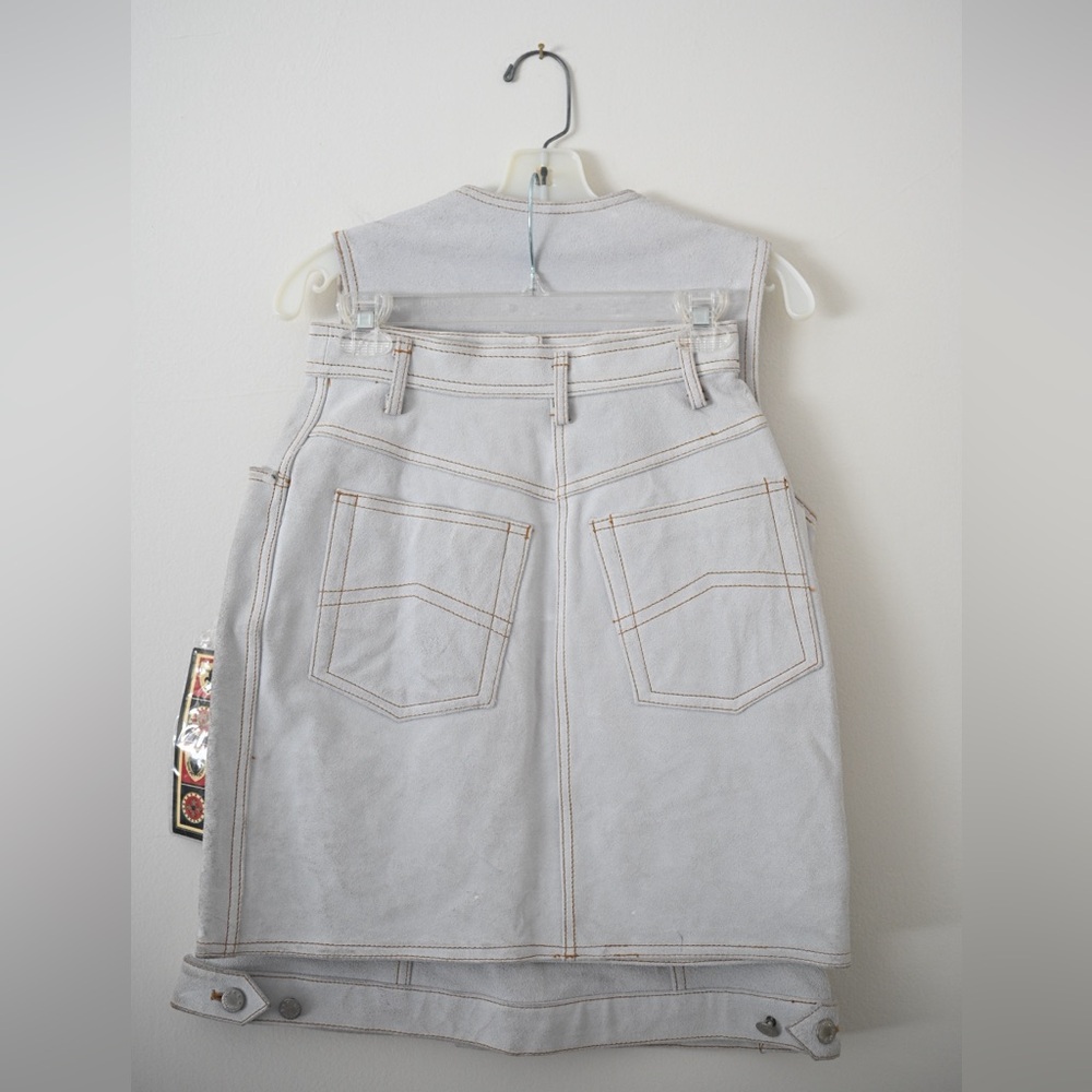 Vintage NWT Braefair Women's Sm Genuine Leather Set - Skirt & Vest White Suede - Picture 11 of 16
